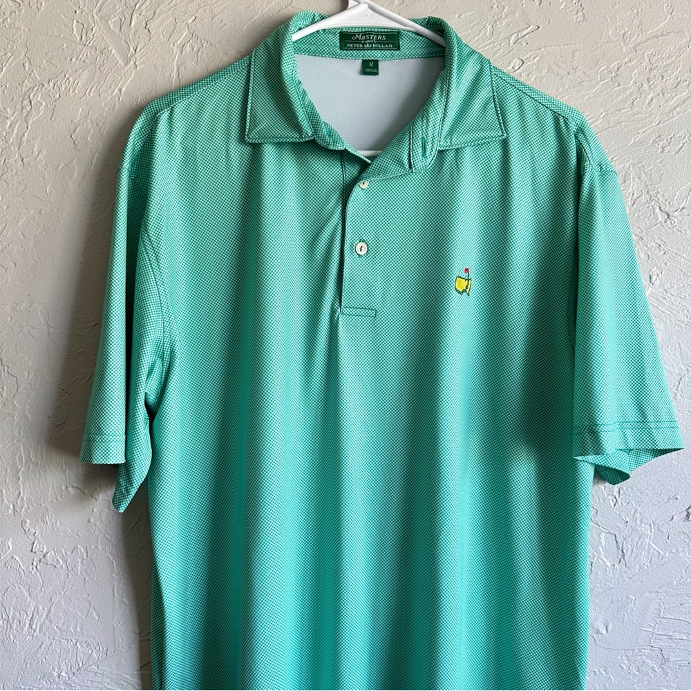 Peter Millar Masters Mens Green Check Golf Polo Short Sleeve Size Medium